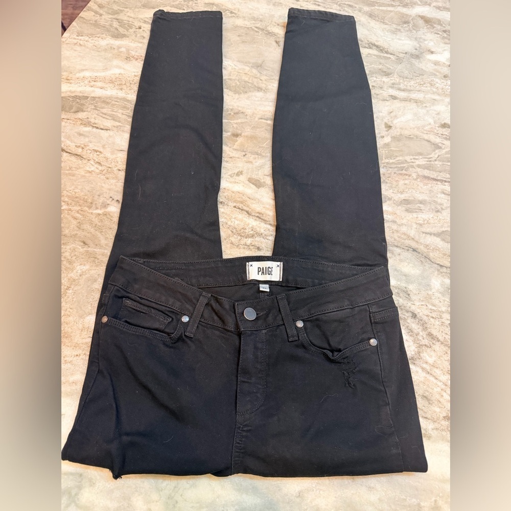 PAIGE Verdugo Ultra Skinny Jeans Black Size 28 Stretch Denim